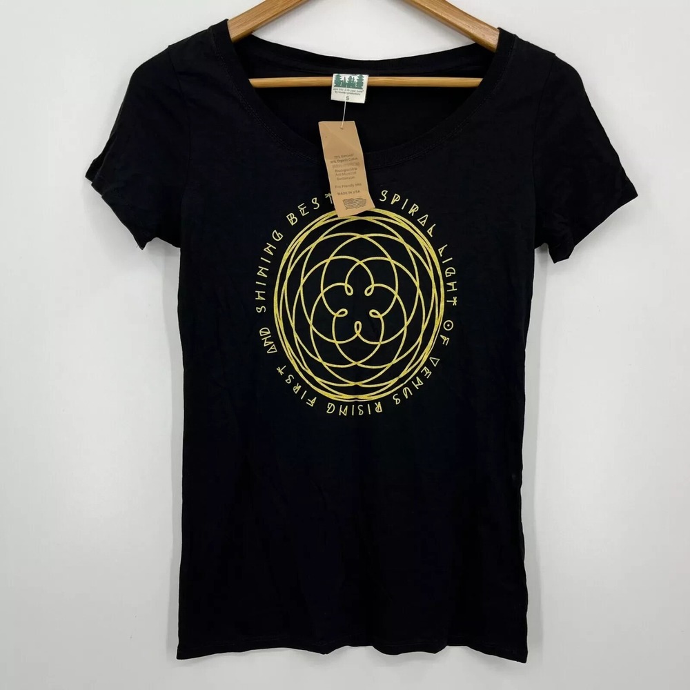 Hooked Productions Venus Rising Spiral Light Graphic Tee Black Small NWT